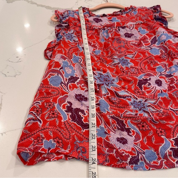 Knox Rose Womens Floral Flutter Sleeve Blouse Top Size S Vibrant Colorful Beach - Picture 8 of 8